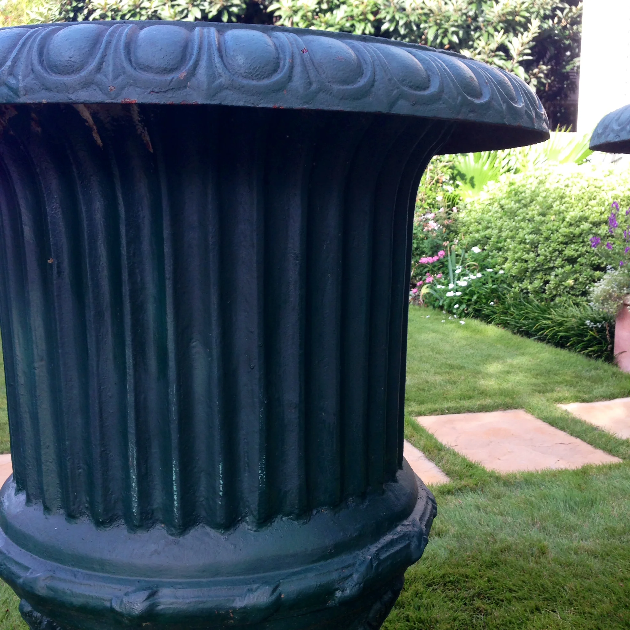 Pair of Large cast iron Urns — CHARLESTON GARDENWORKS
