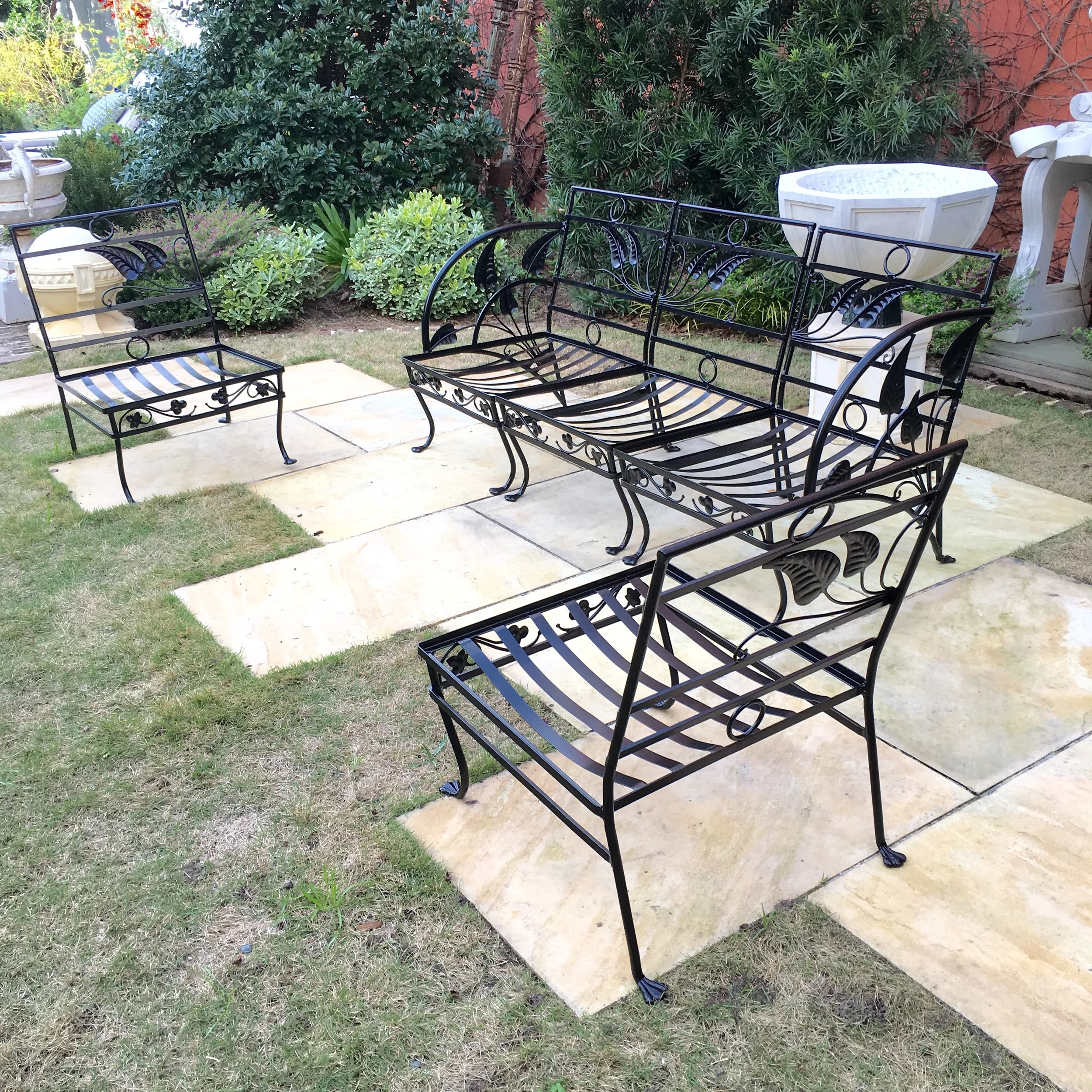 2046. Mid-Century Salterini Banana Leaf Seating 8_Charleston Garden Works.jpg