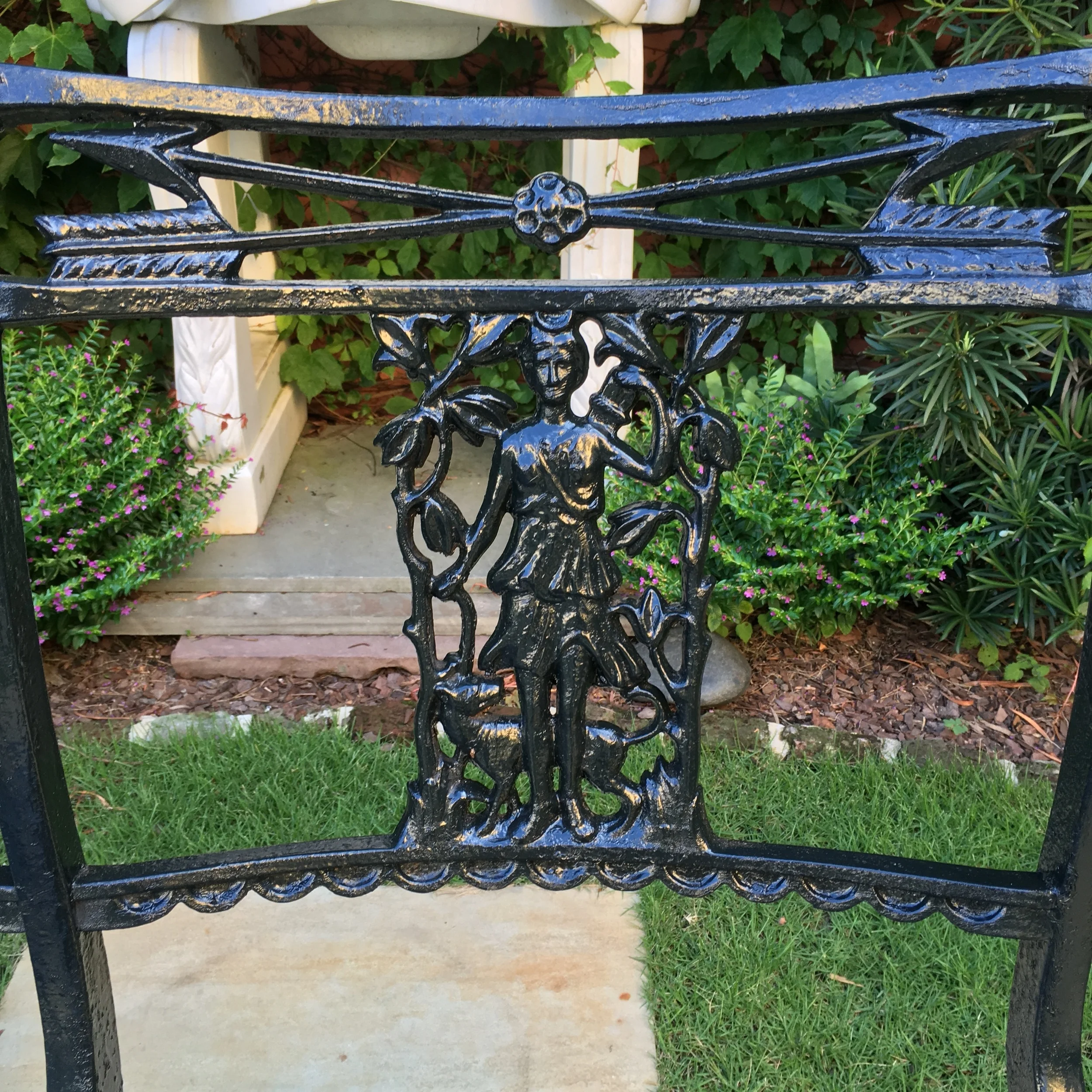 2071. Diana the huntress Cast iron set circa 1900  5_Charleston Garden Works.JPG