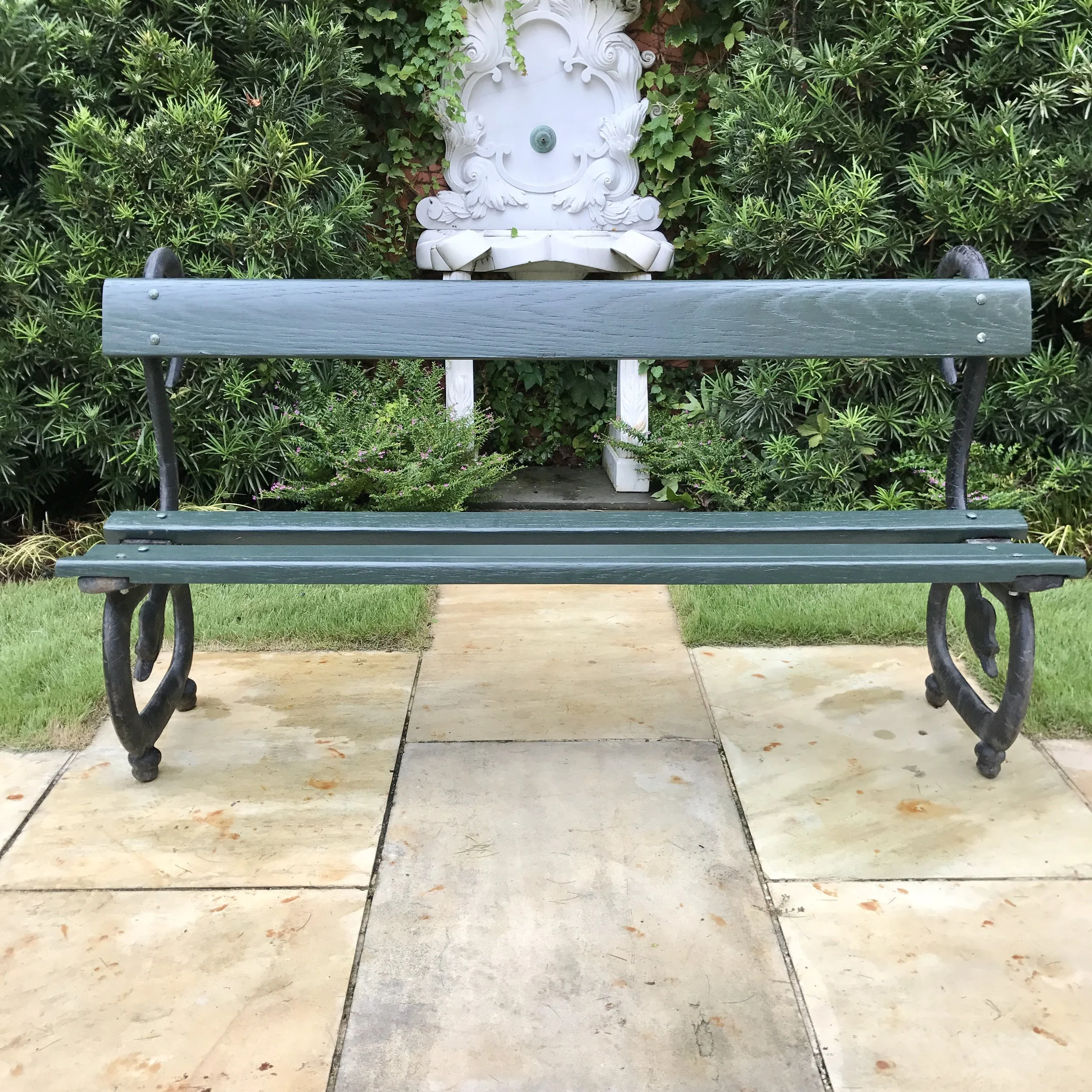 1027. Cast Iron and Wood Serpent Bench 2_Charleston GardenWorks.jpg