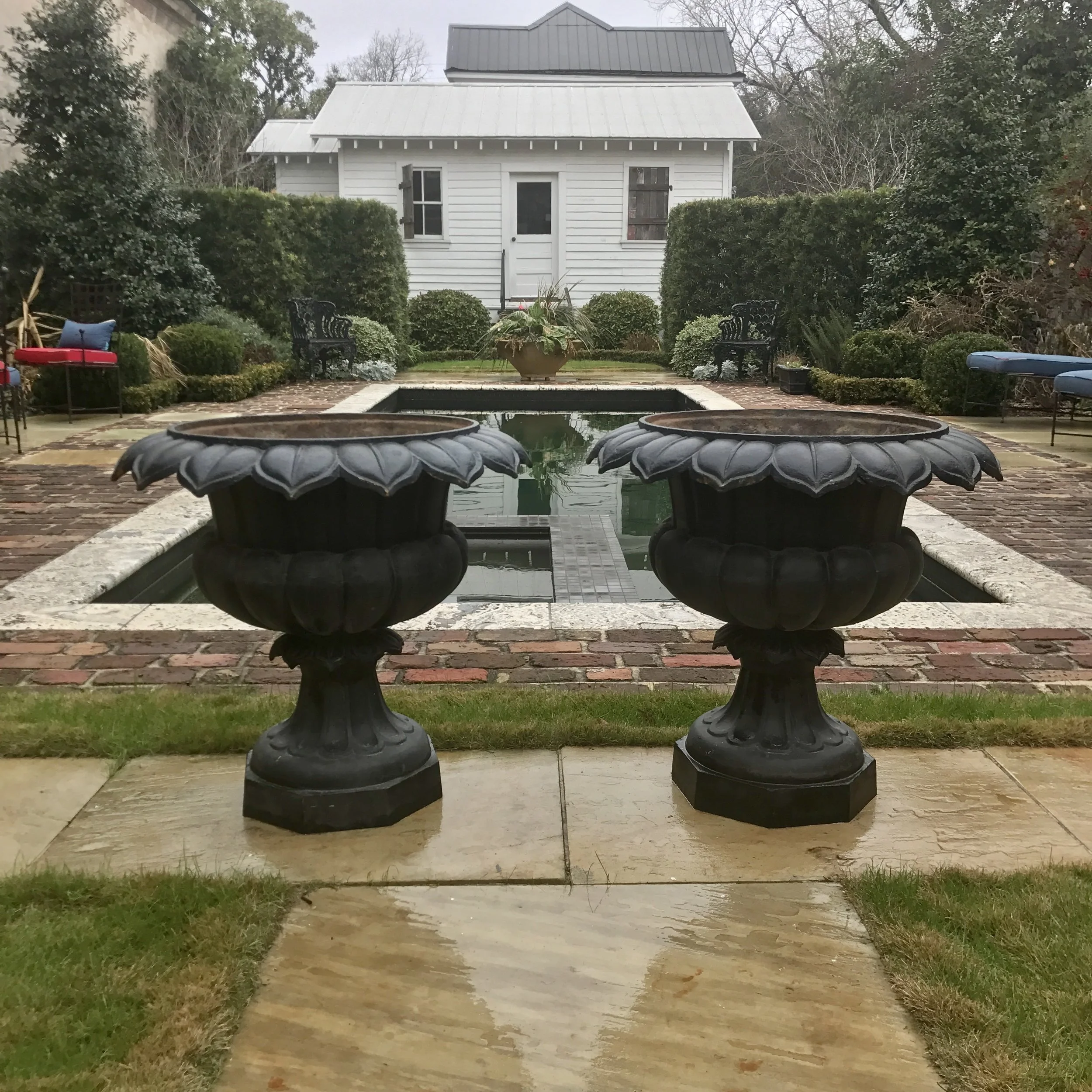 3116. Pair of Cast Iron Urns 1_Charleston GardenWorks.jpg