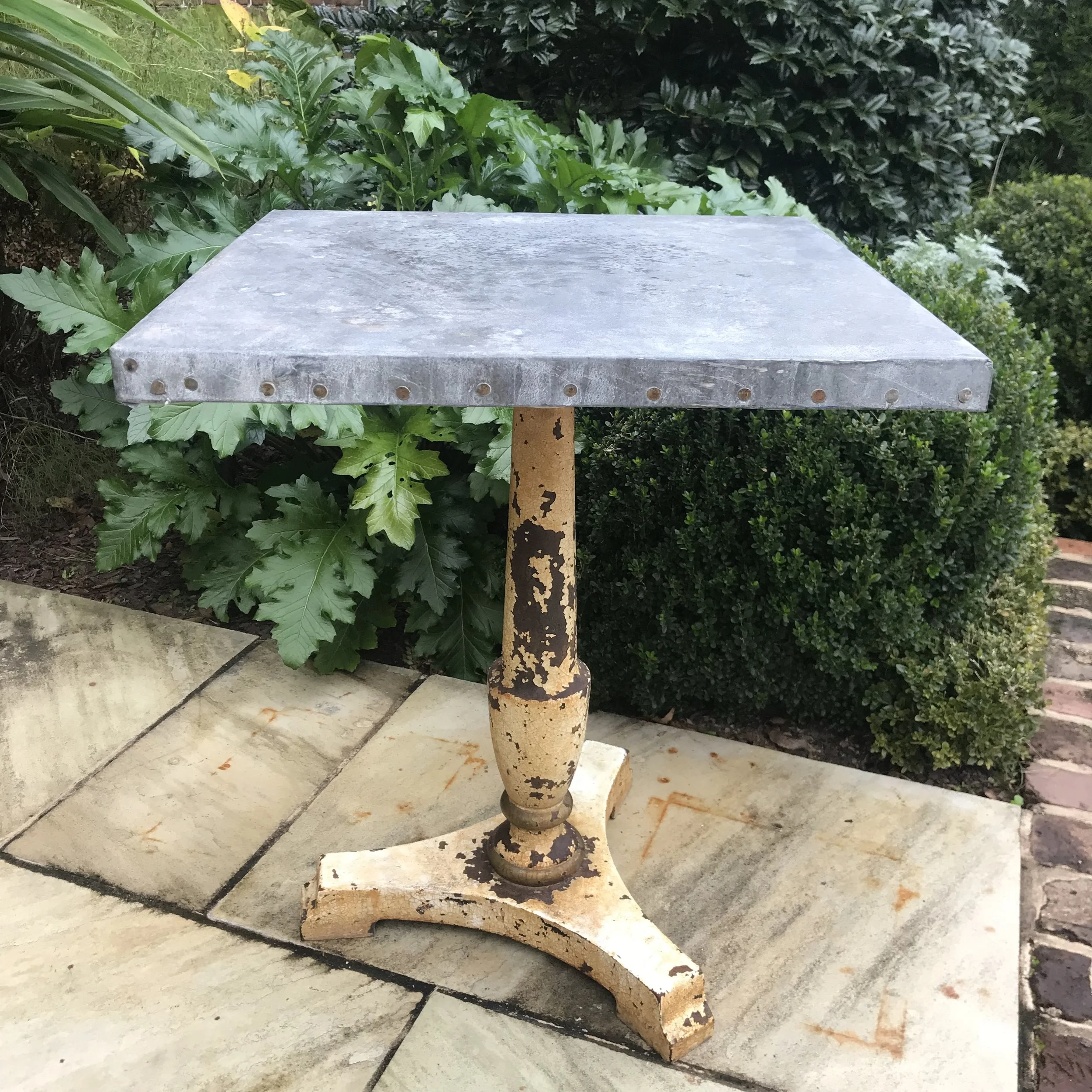2170. Cast Iron Bistro Table with Galvanized Top 1_Charleston GardenWorks.jpg