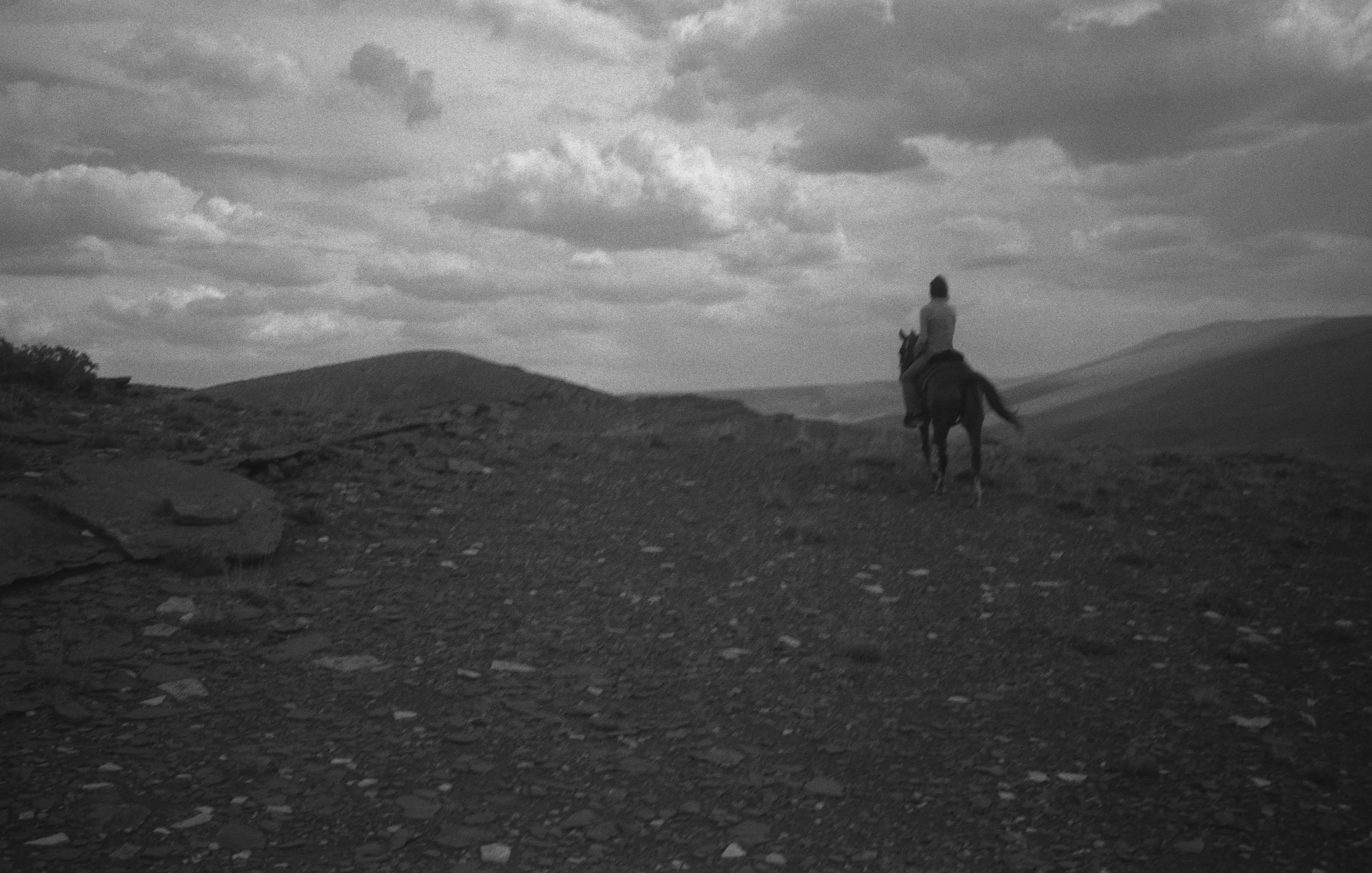 Janine on horse B&W.jpg