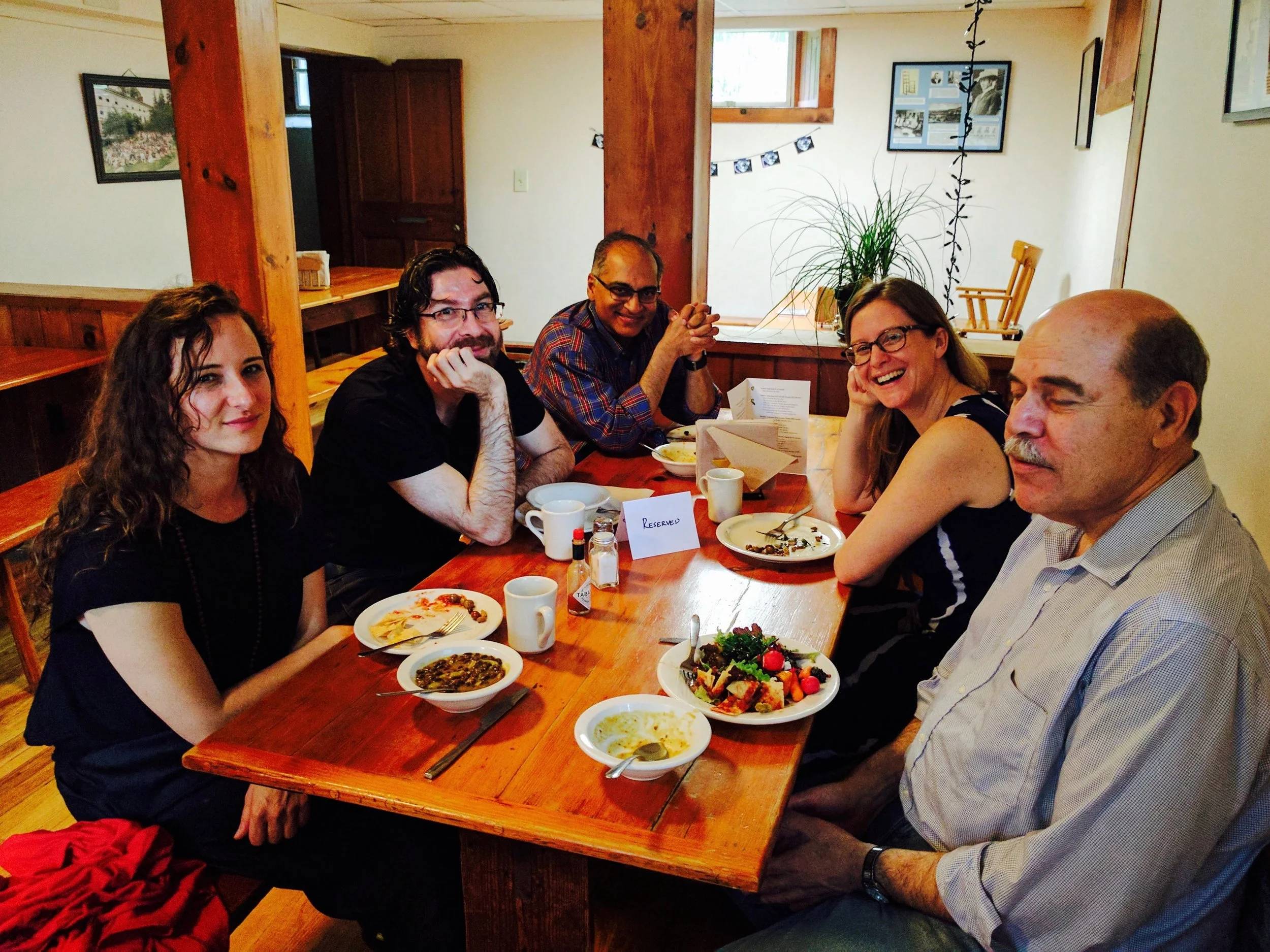 L to R: Vera de Chalambert, Netanel Miles-Yépez, John Thatamanil, Becky McDaniel, Peter Schein. Photo by Rory McEntee, 2017.