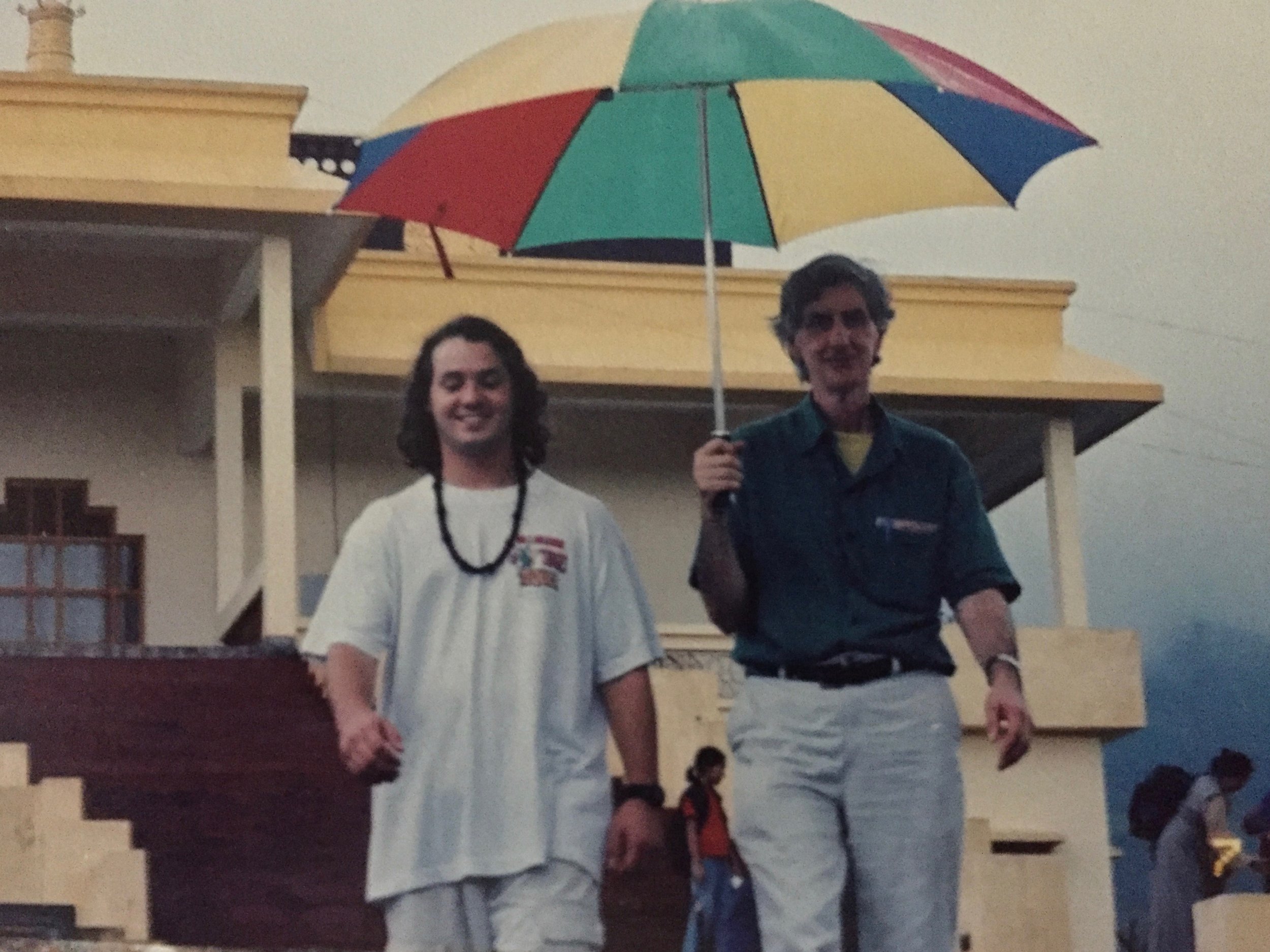 Rory McEntee and Brother Wayne Teasdale at the Karmapa's residence, Dharamsala, India. May 2002 (Copy)