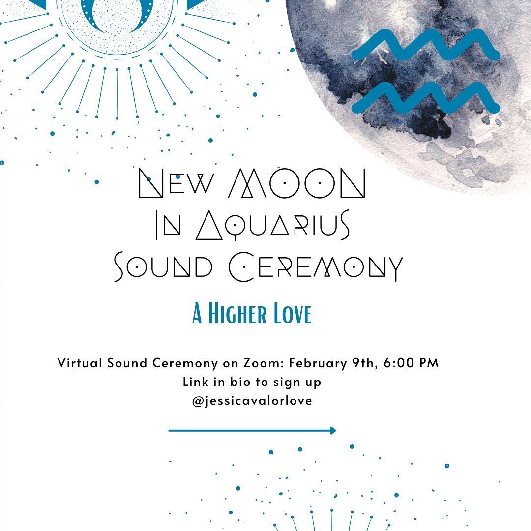 A Higher Love ~ New Moon in 🌙 ♒️Aquarius Sound Ceremony on Zoom: February 9th, 6:00 PM | Link in bio to join us.💕
&nbsp;
This supercharged New Moon in 🌙 ♒️Aquarius at 20&deg; is happening on February 9th at 5:59 PM EST at the exact time of our New