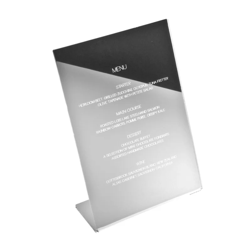 classis mirrored wedding menu bespoke
