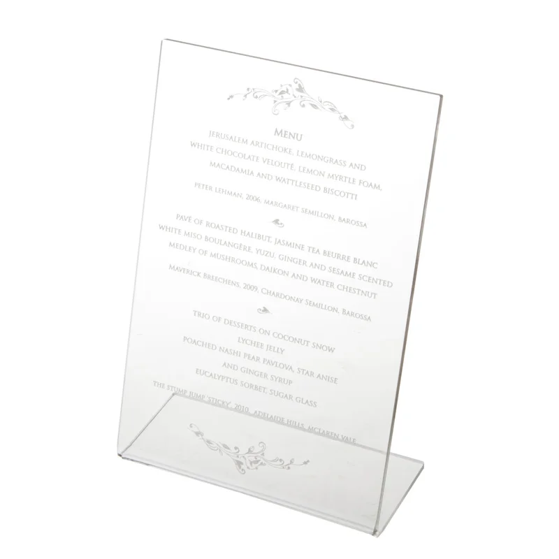 luxe wedding laser cut menu