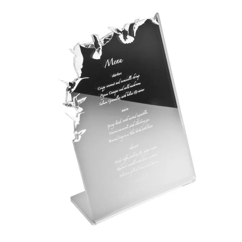 Flutter hummingbird menu laser cute perspex