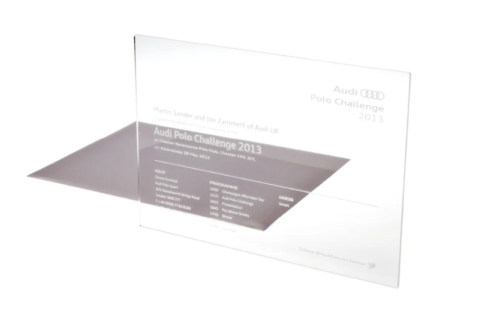 Audi award with bespoke envelope