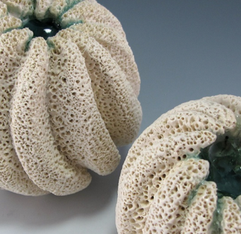 Coastal Sphere Ceramic Sculptures with Glass Detail
