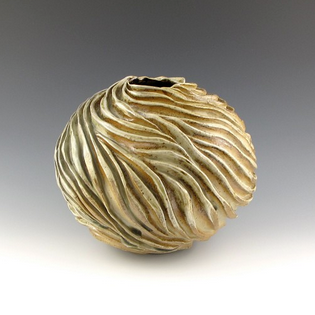 Wood Fired Organic Ceramic Globe Vase
