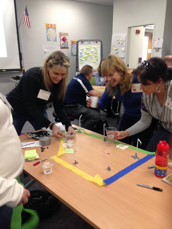 D11 educators put finishing touches on their prototype to improve the pedesterian experience in Colorado Springs.