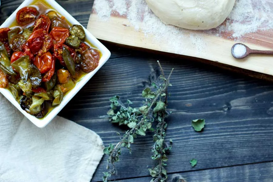 Roasted tomatoes  and dried oregano from the summer 2014 garden