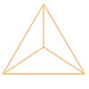 Simple orange wireframe tetrahedron (triangular pyramid) on a black background, symbolizing Spiritual Guide