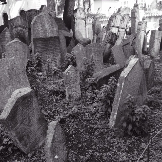 Oldest Jewish cemetery in Europe in Prague, dating back to 1400.