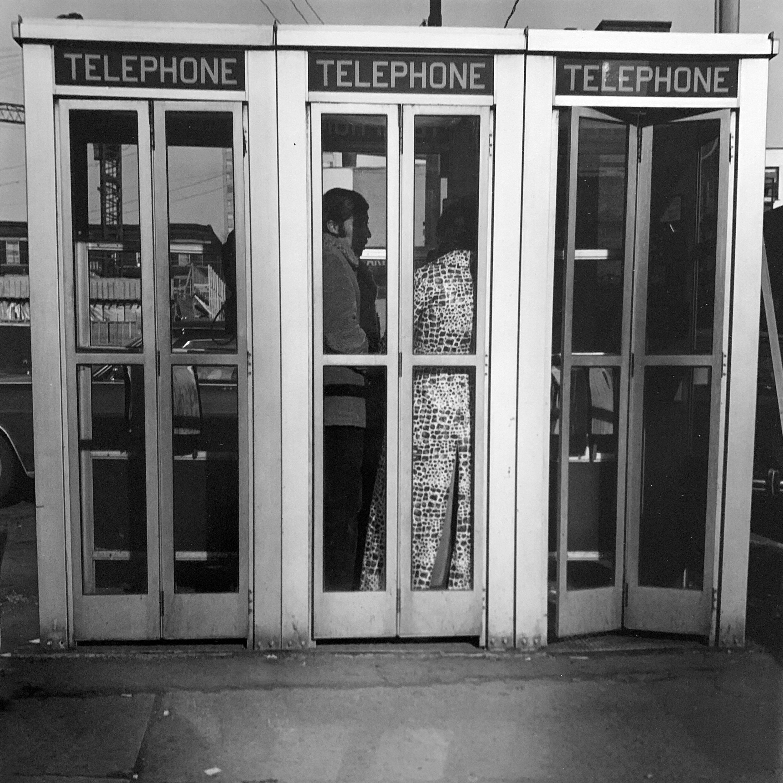 Couple in Phone Booth, Montreal, 1970, VINTAGE PRINT