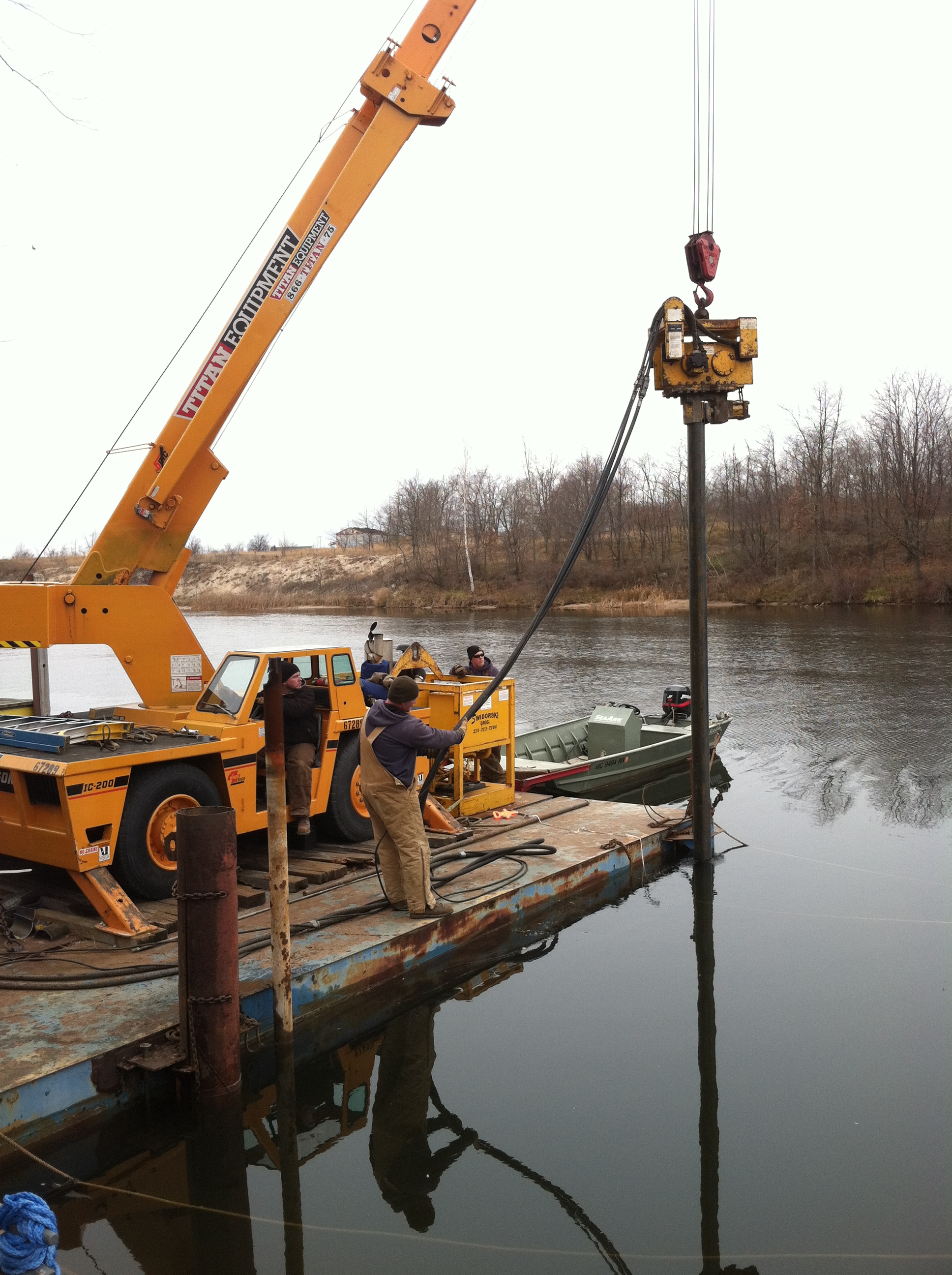  Driving Pile in Manistee River Channel 