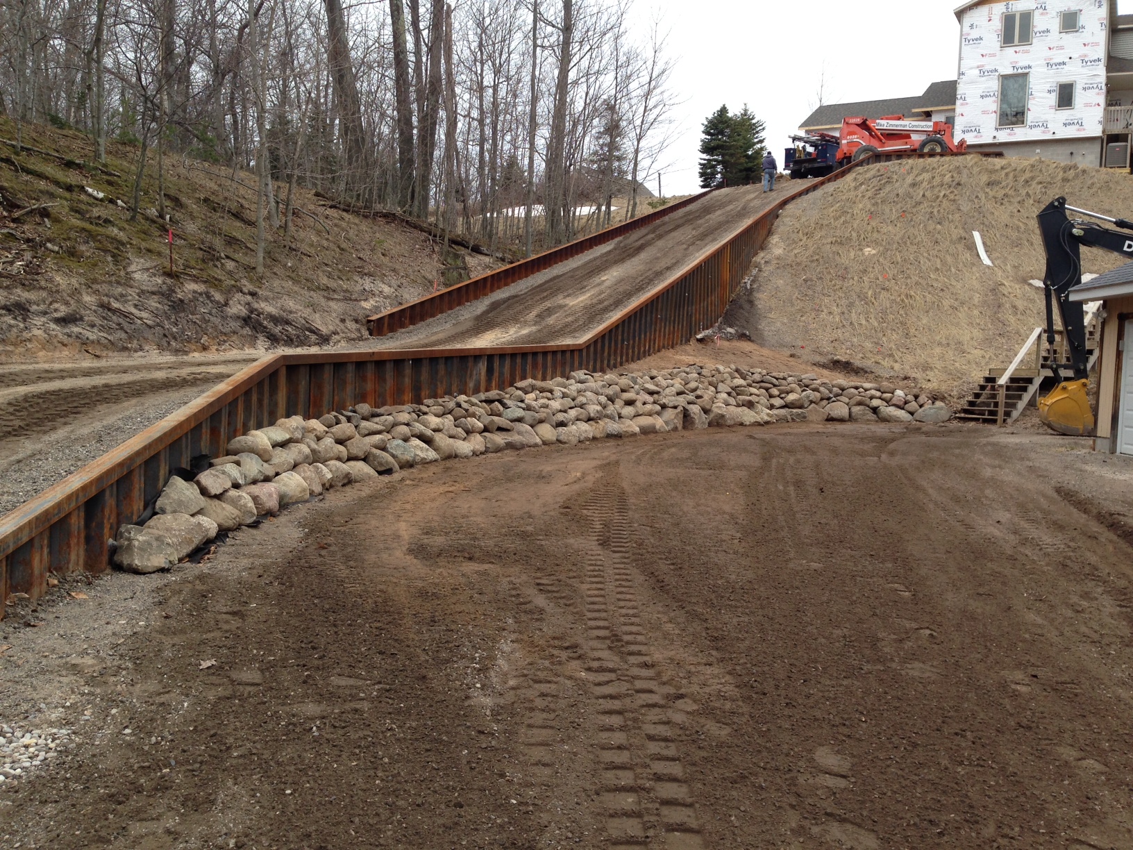 Steel Retaining Wall/New Driveway/Bank Stabilization/Rock Placement, photo 1