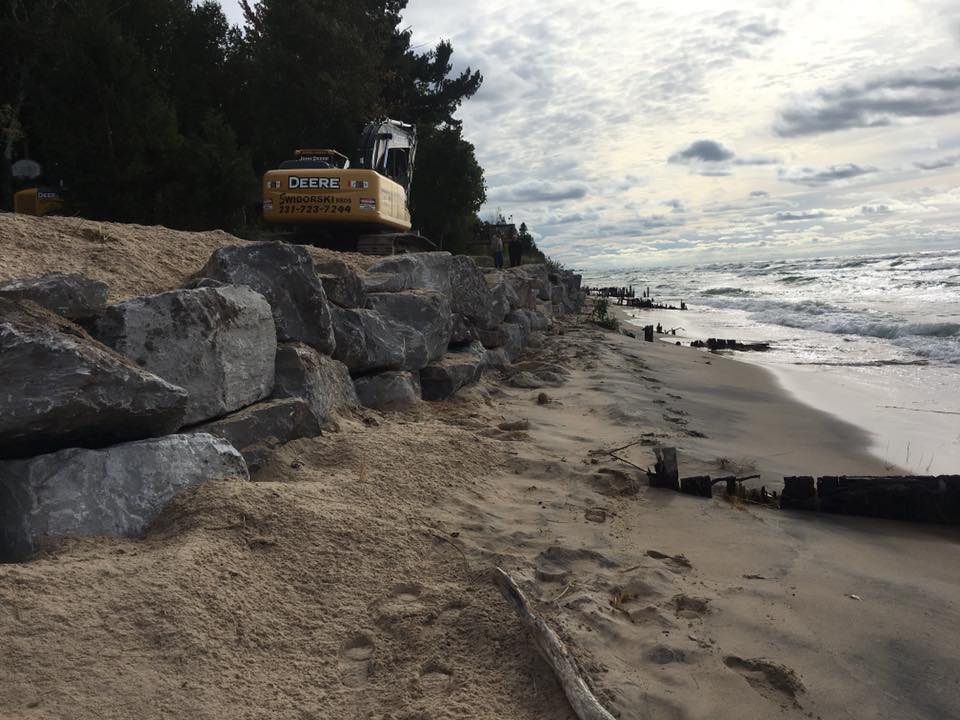  Lake Michigan limestone boulder shoreline protection 