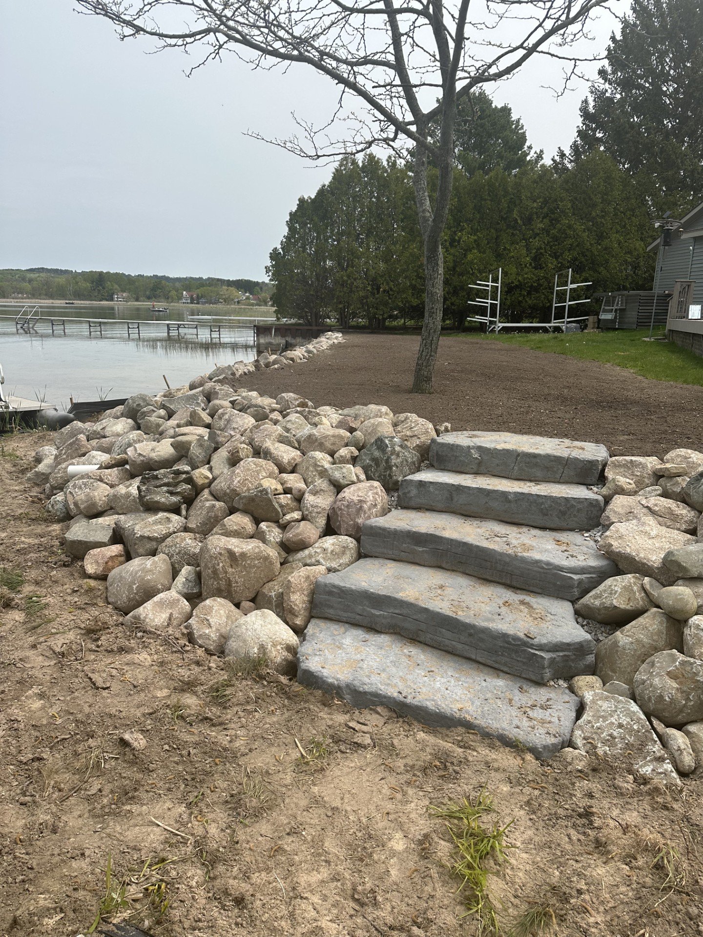 Stone steps with natural rock border 