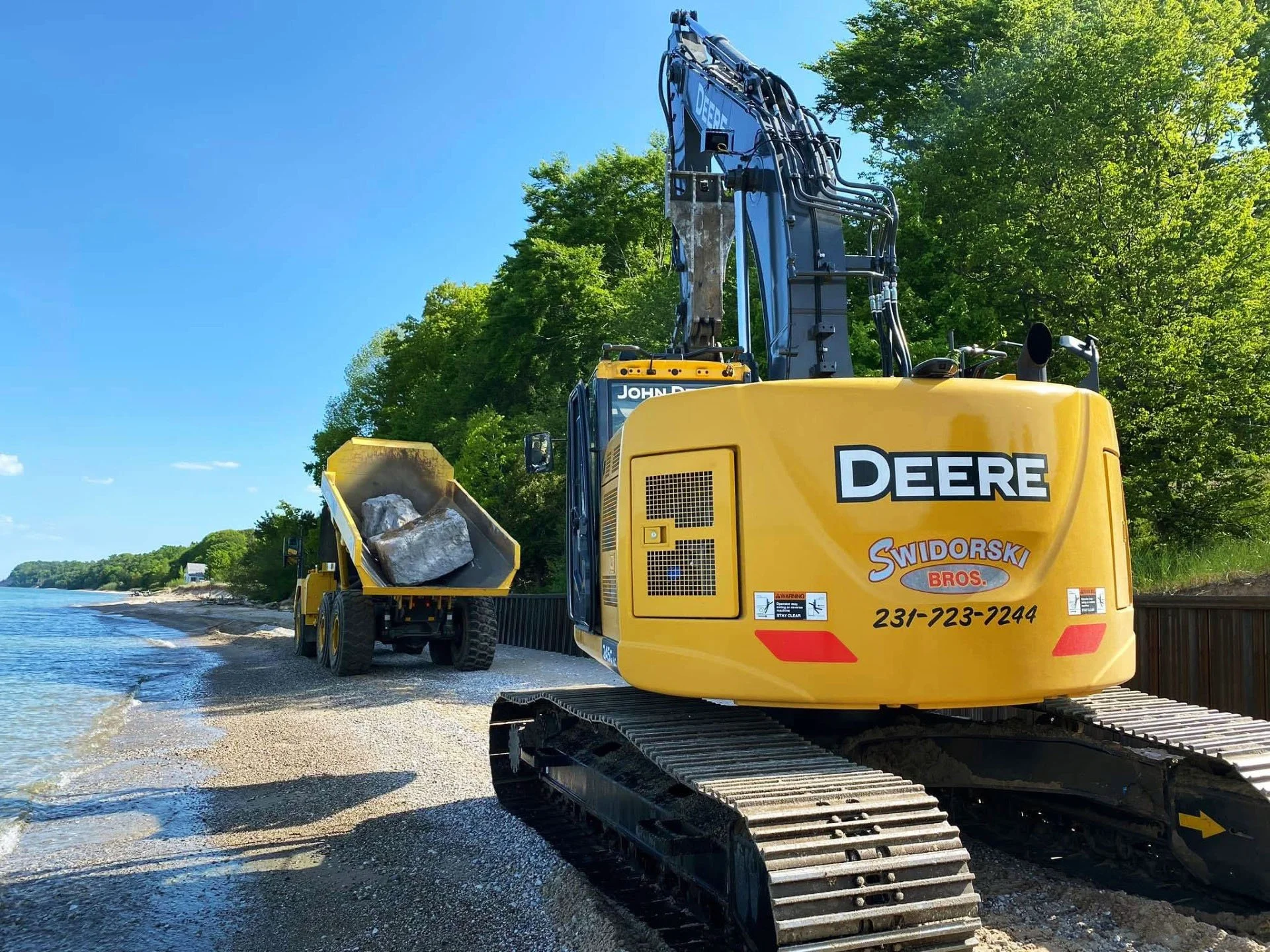  Shoreline stabilization with steel seawall and limestone boulders 