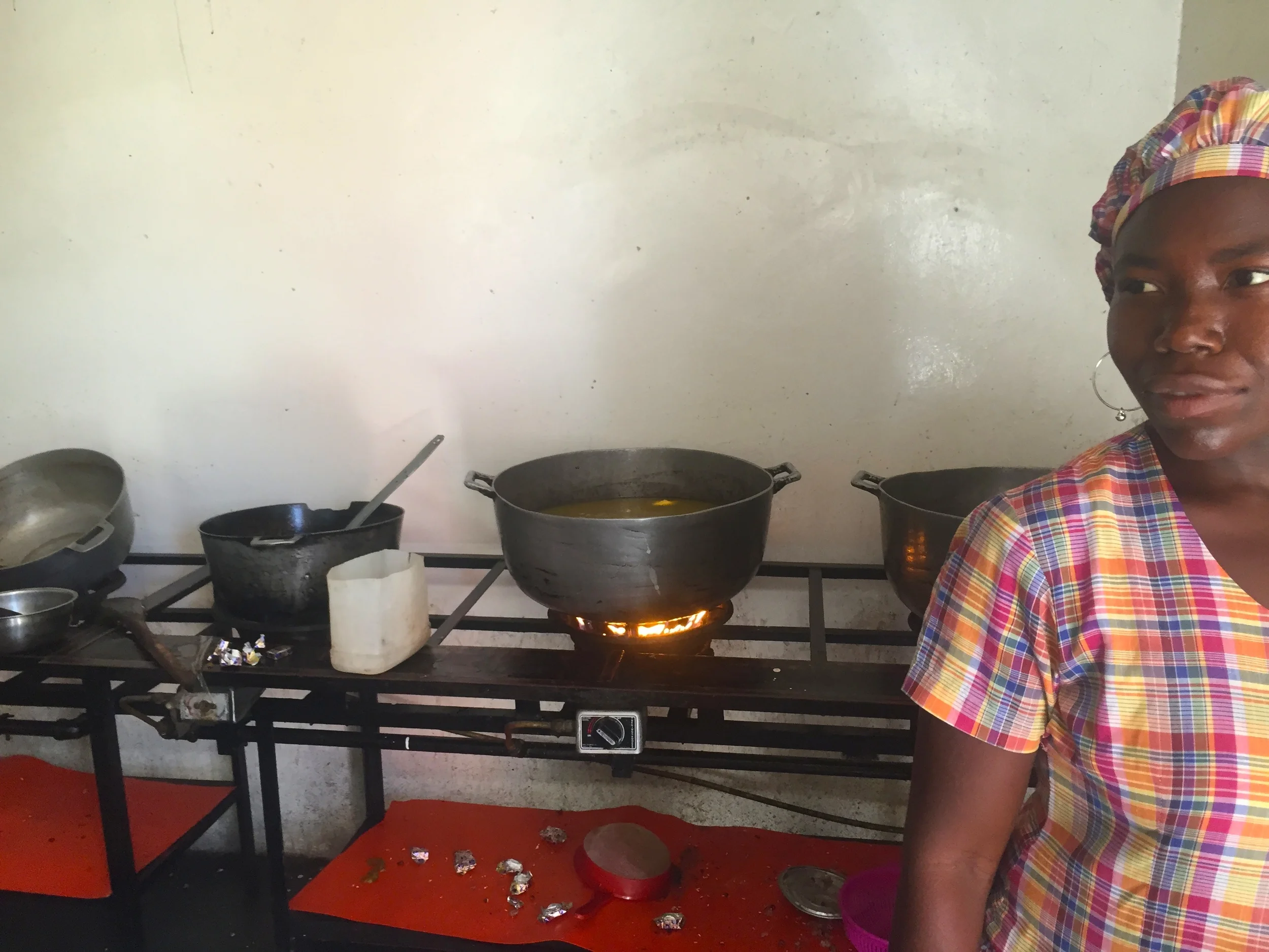 A kitchen in a school we were able to visit.