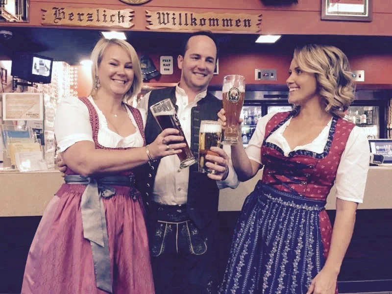 PR activities are underway as Jessica Skarratt from Channel 7's Great Day Out interviews Oktoberfest Brisbane directors Kim and Boris Zoulek. 