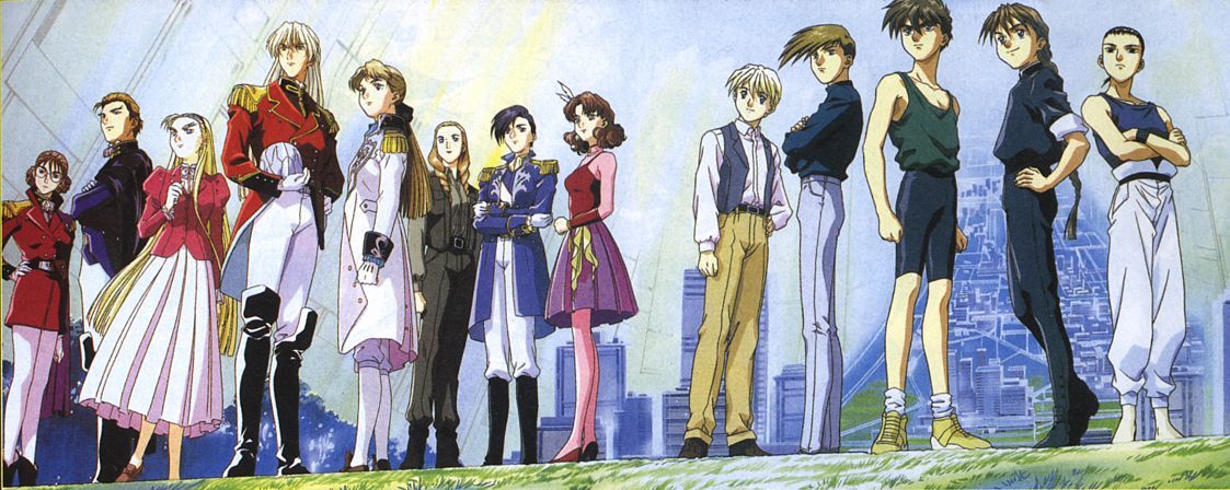 The cast of Gundam Wing . Credit to Sunrise.