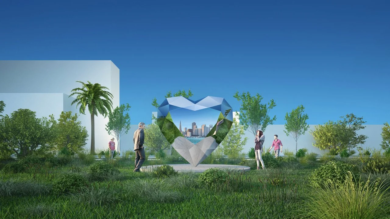 Diamond Heart Stainless Steel Sculpture