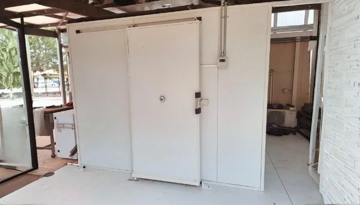 Commercial seed storage room constructed from 100mm insulated panel kit, installed inside shed in Western Australia.
