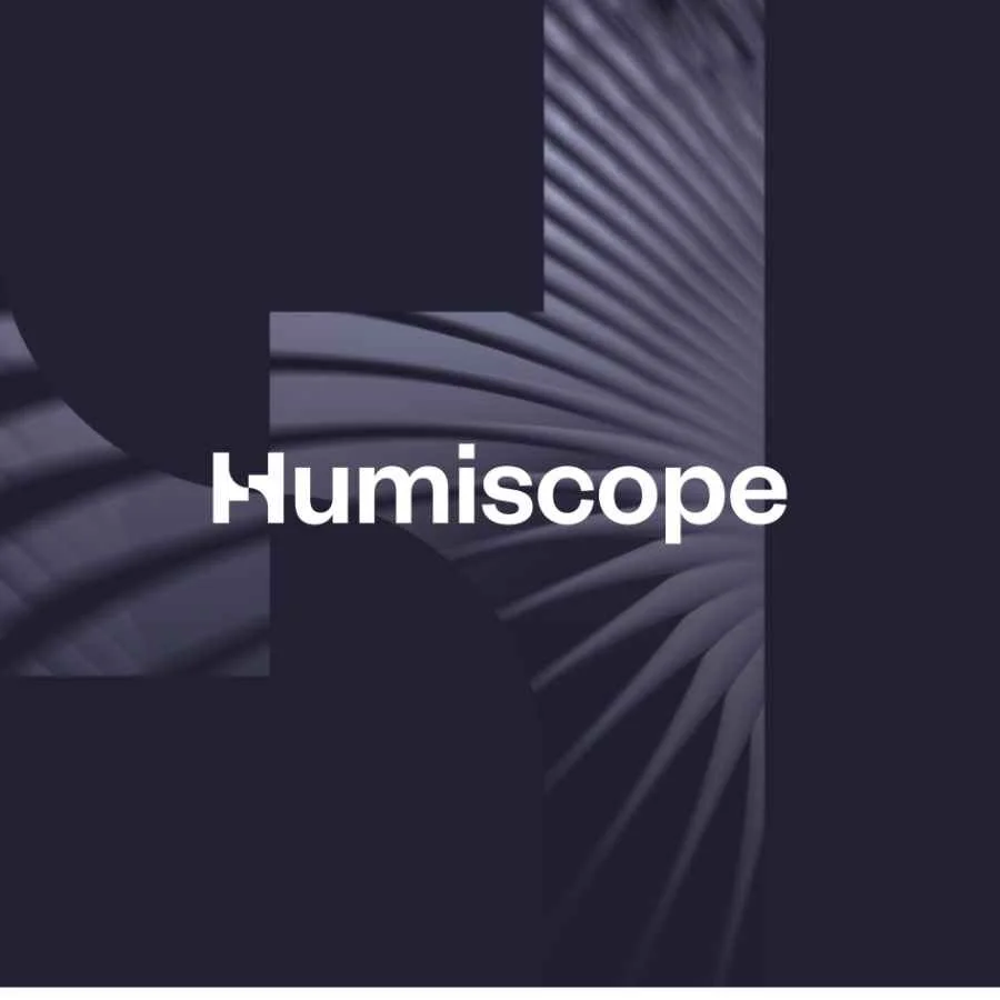 Humiscope company branding with abstract industrial air movement graphic