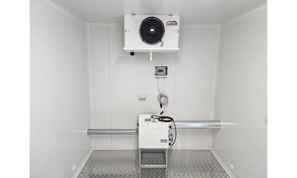 Humiscope dehumidifier installed inside Magnus Kahl Seeds temperature and humidity controlled seed storage room