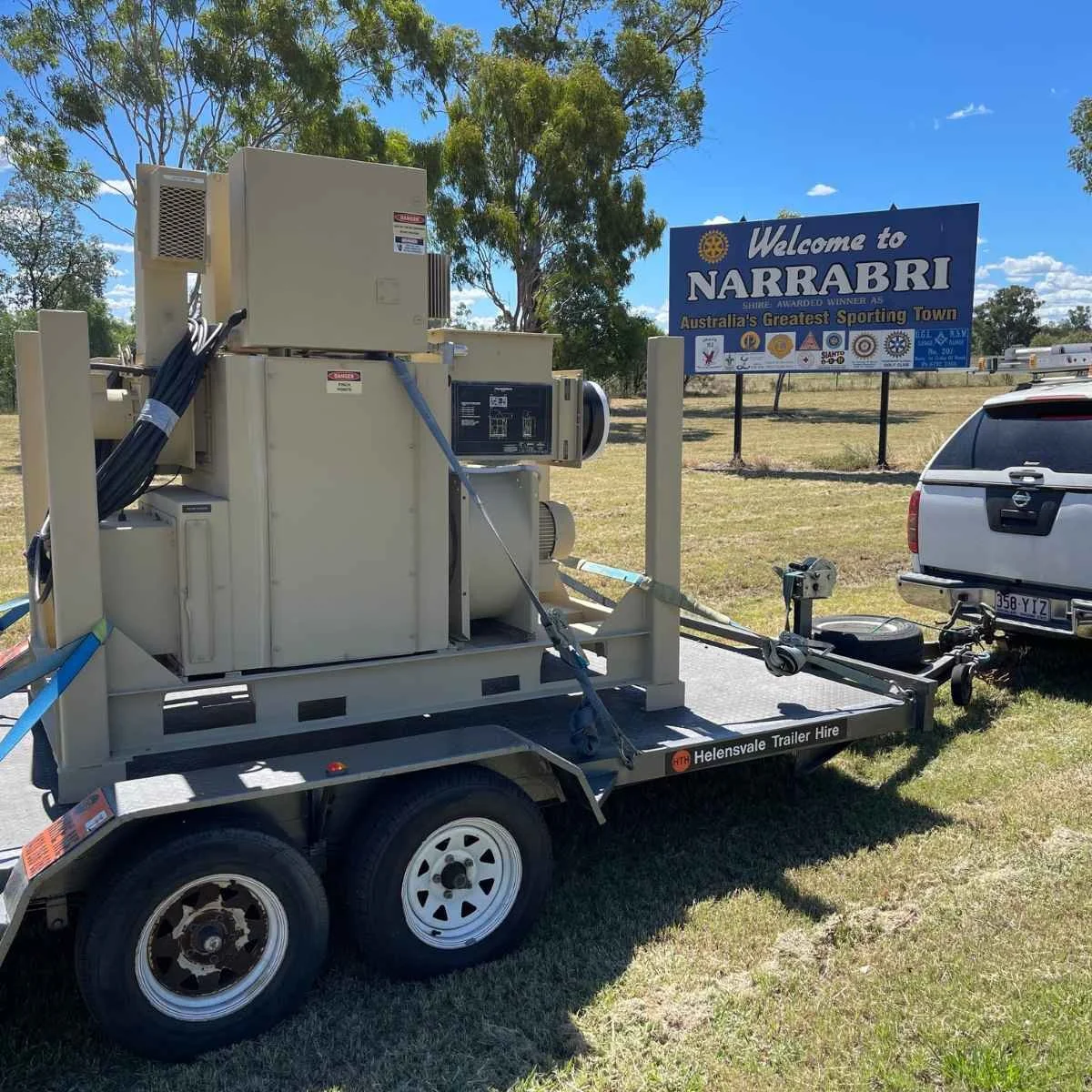 Trailer-mounted industrial dehumidifier for commercial and industrial hire
