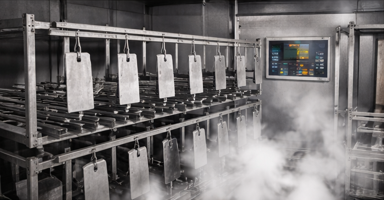 Industrial drying chamber with metal components requiring controlled low humidity conditions