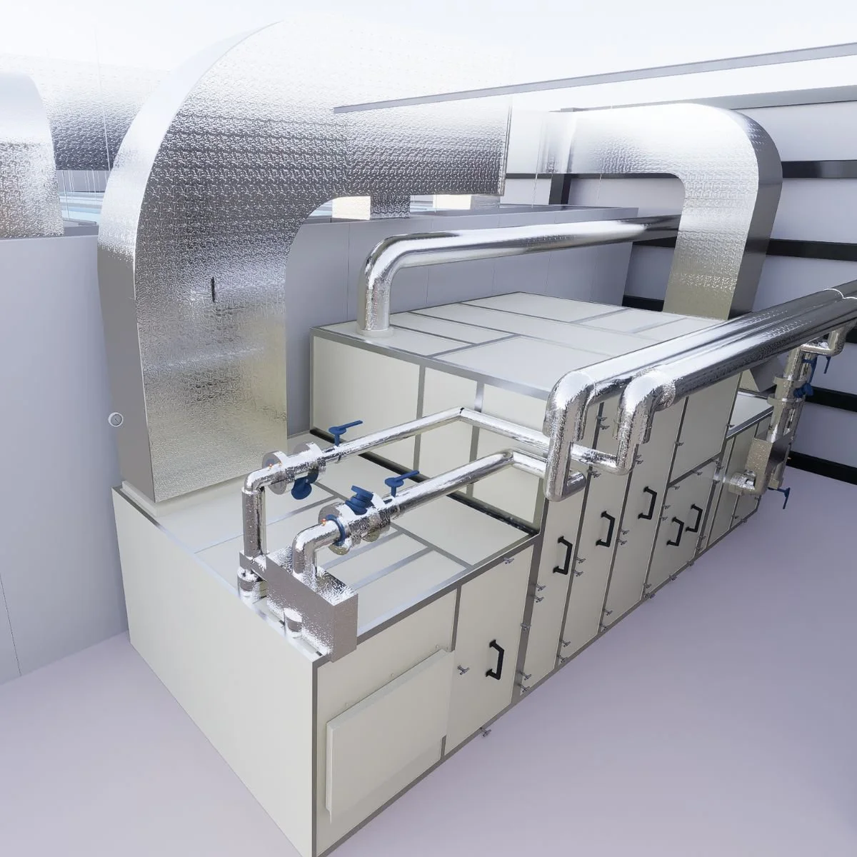 Low dew point controlled environment room design for moisture-sensitive manufacturing