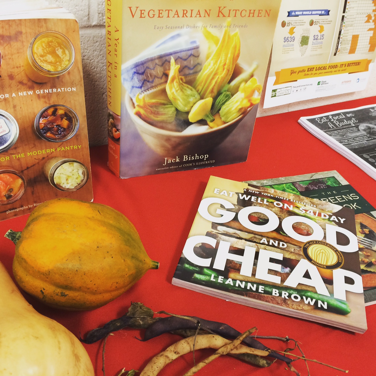  Slow Food's resource table - books on canning, vegetarian eating, and even some seed savers making an appearance. 