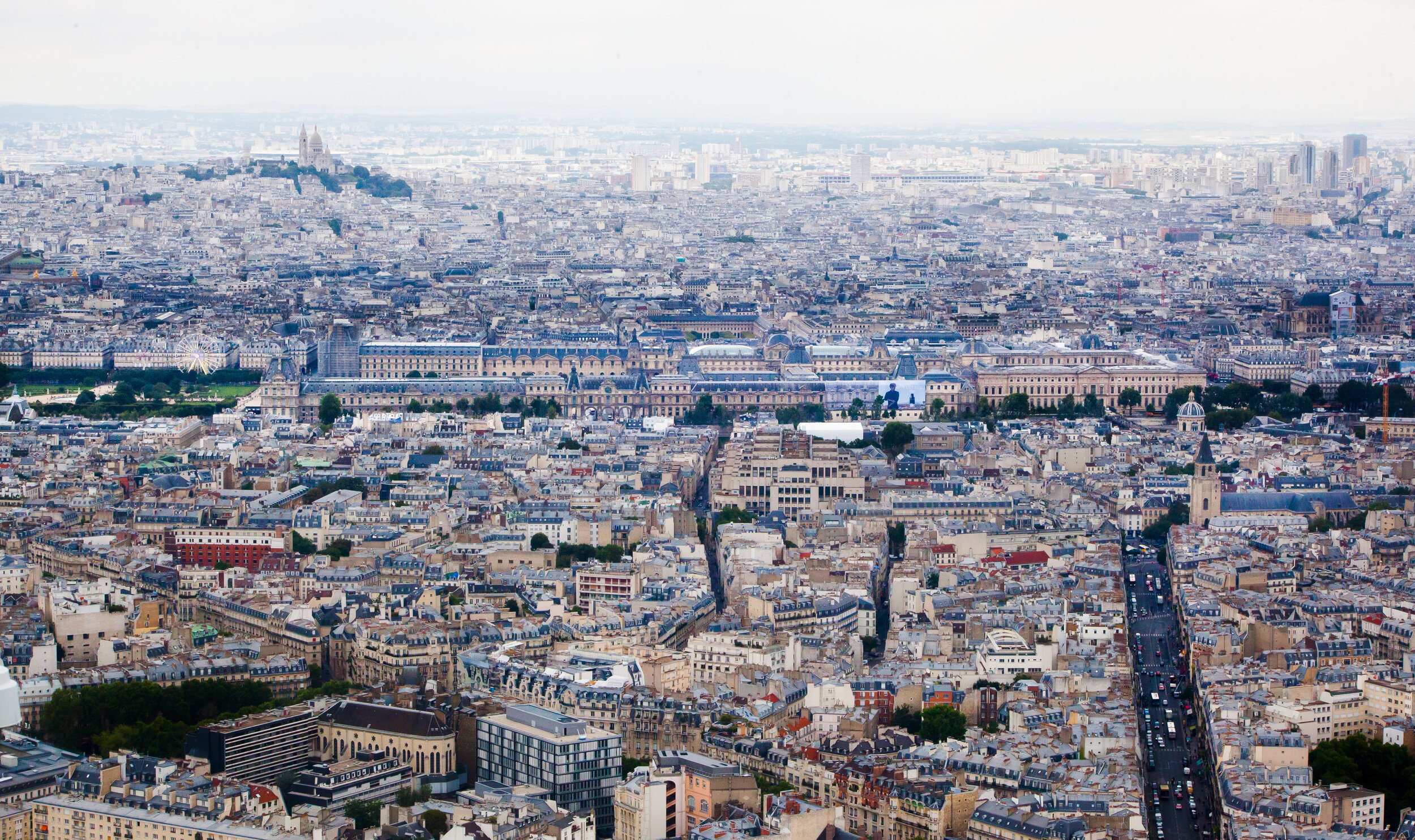 View of Paris, including the Louvre and Sacre Coeur