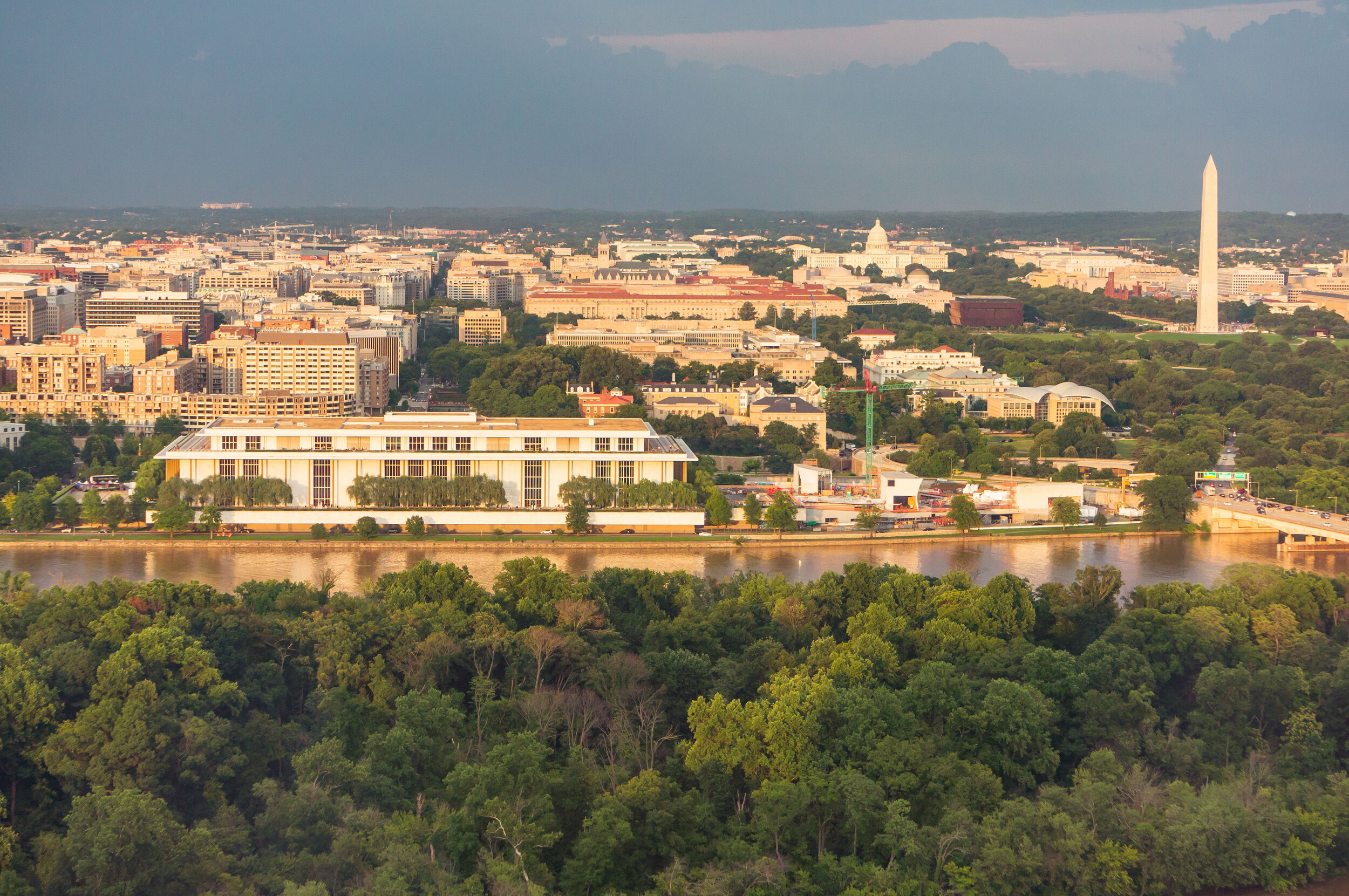 Golden Sunset on the Kennedy Center and National Mall, Washington DC