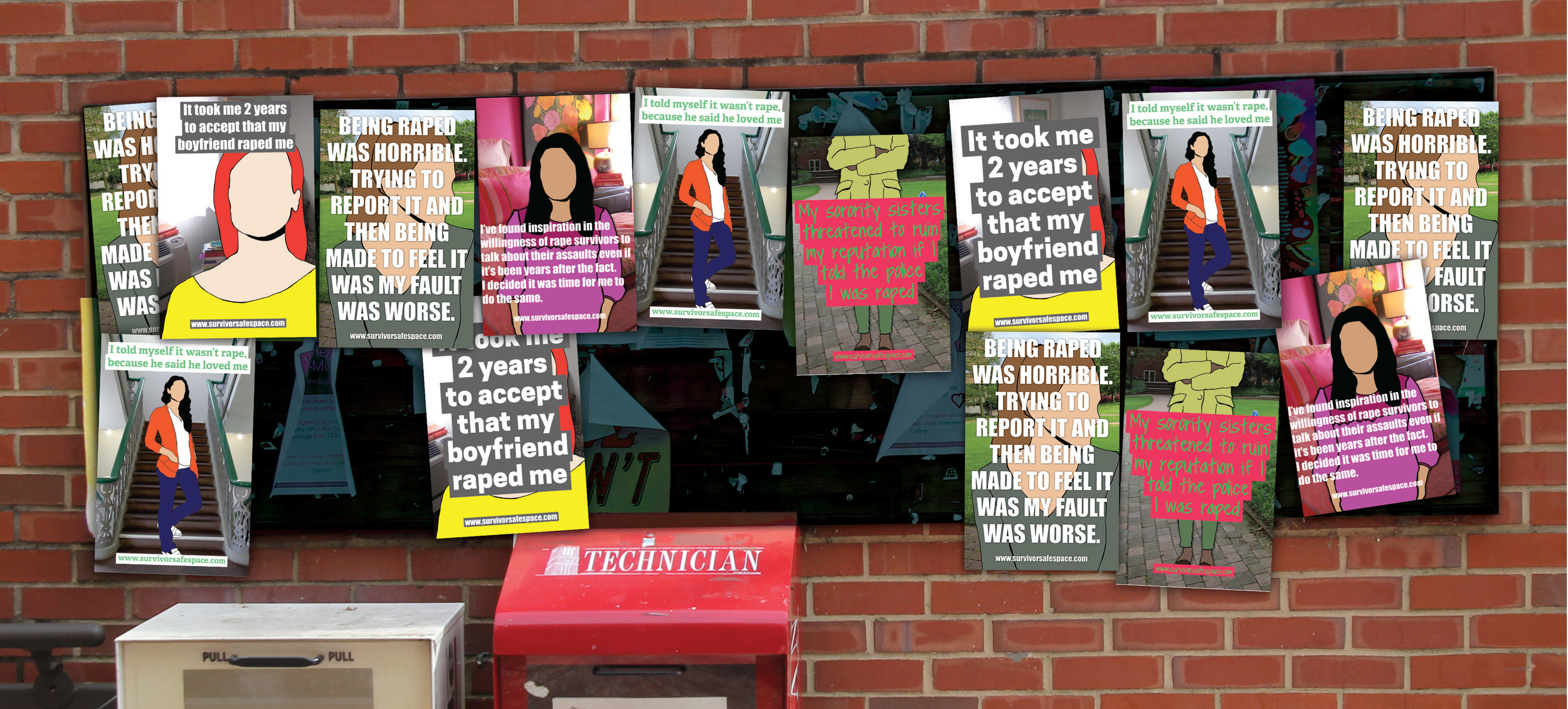 Photography posters on a bulletin board on campus.