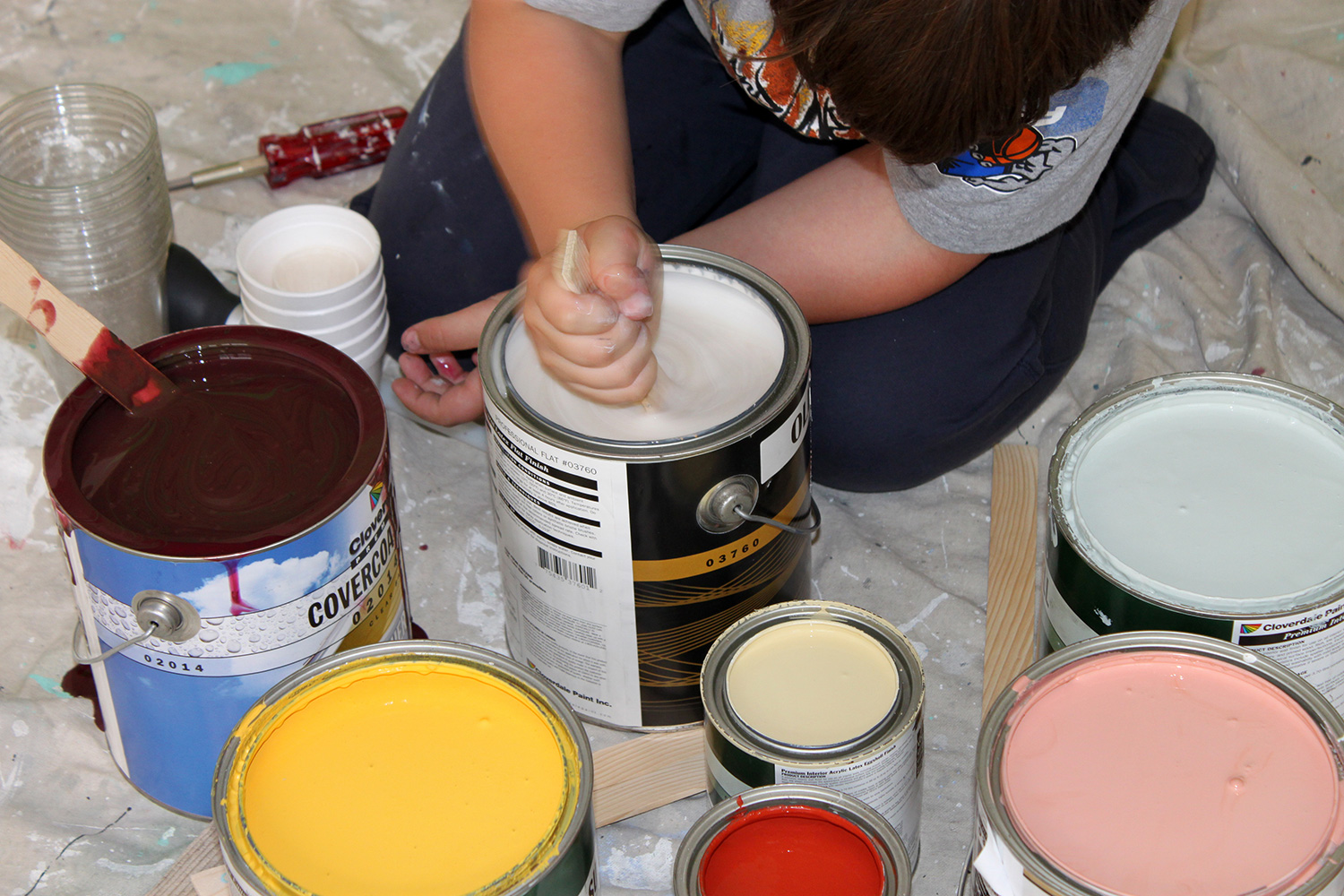 I met Cameron at an after school program. He was not into completing projects. But I noticed he had an infinity for mixing paint. I invited him to participate in PFRD and promised him a paint mixers dream.