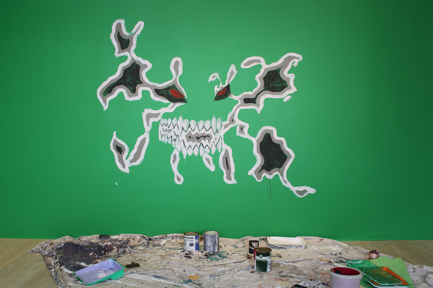 Talyn worked on a second project. He wanted to see how a small sketch would translate into a large mural.