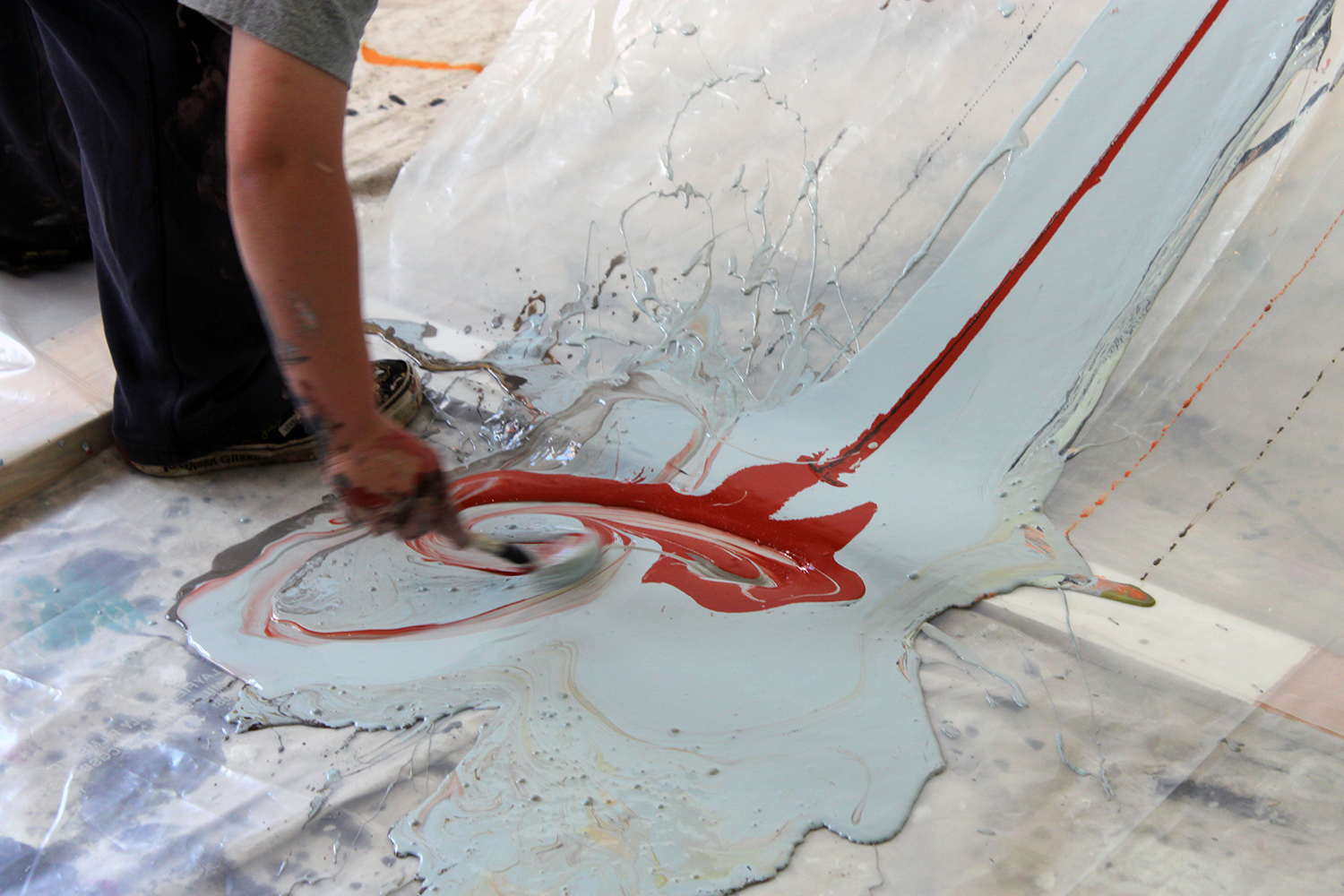 We built a paintslide with a pooling area at the bottom.