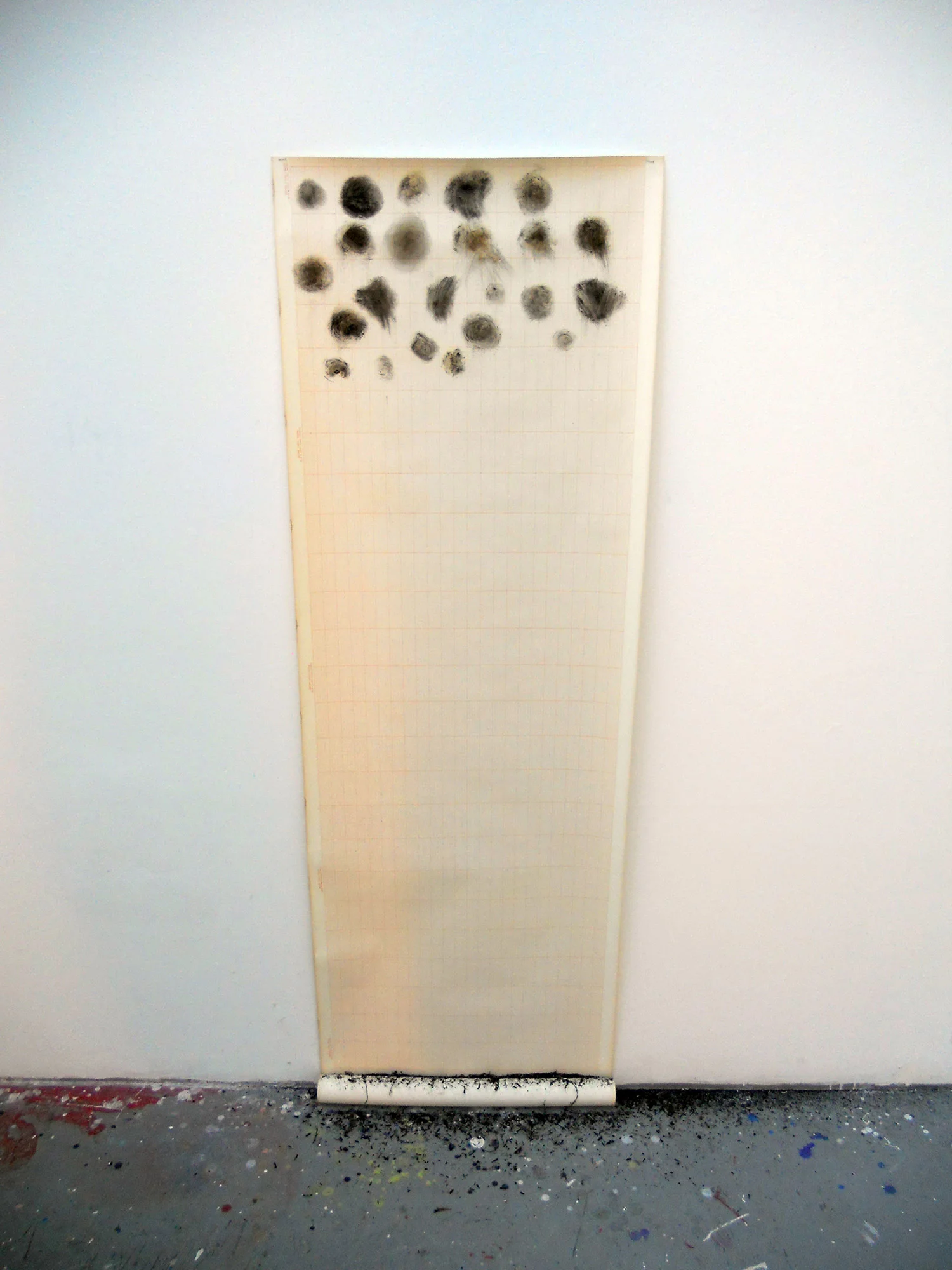 vintage graph paper, sage ash and charcoal - 22 x 60 in