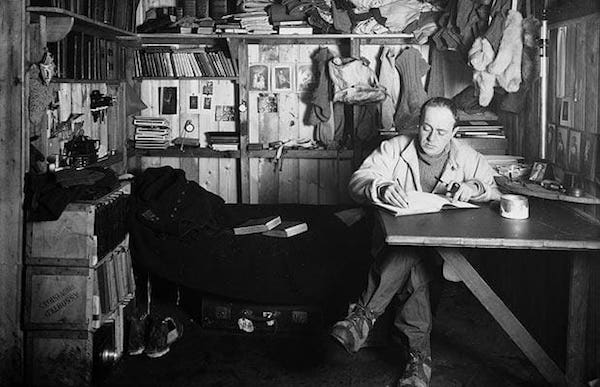 It's interesting to compare with this contemporary image of Scott taken by Herbert Ponting on October 7th, 1911.