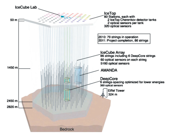 Diagram of the complete IceCube array.