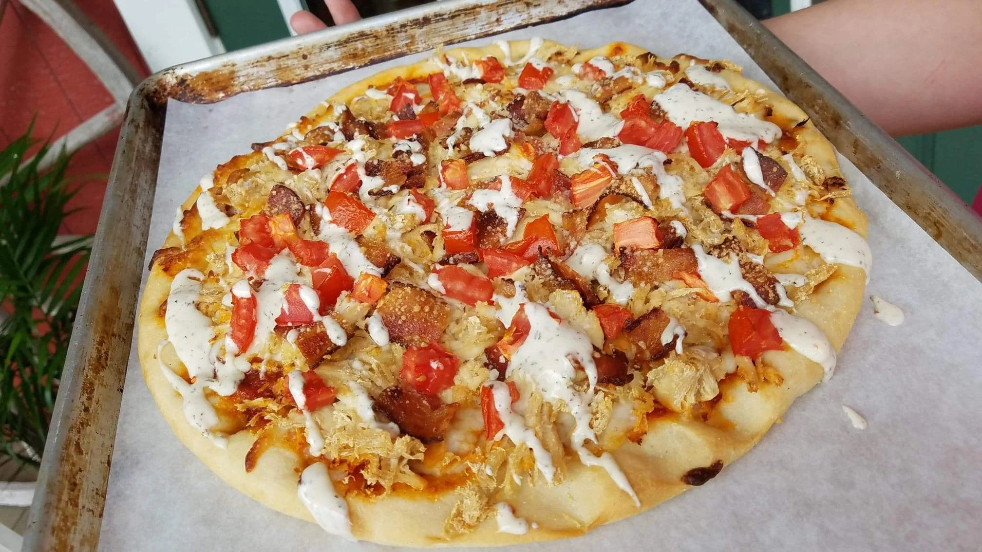 Red, White and Blusie Ranch Pizza