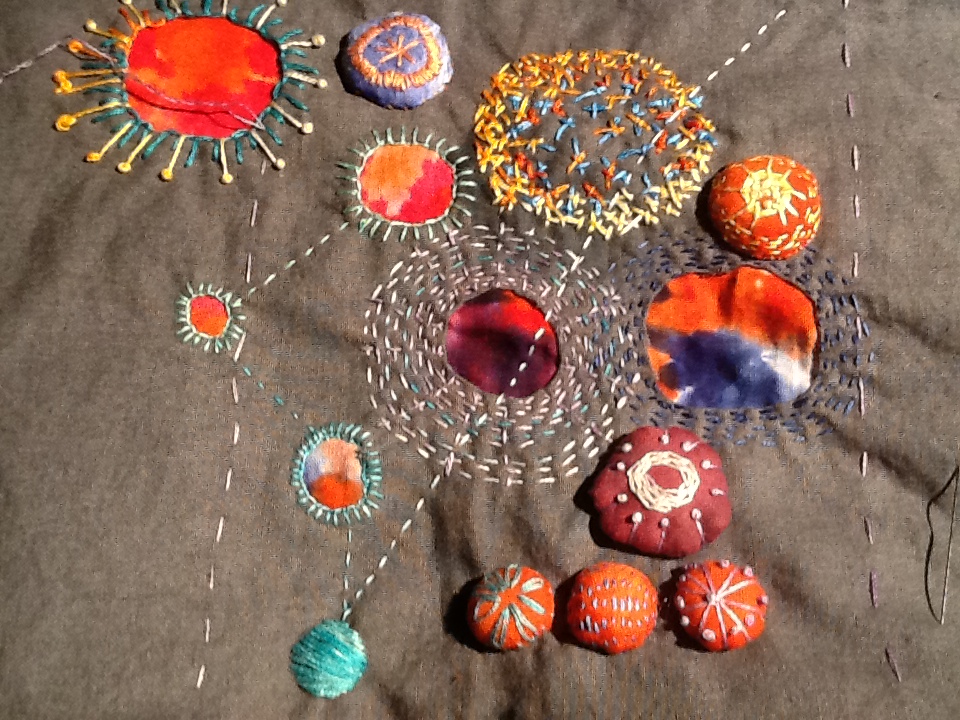 Experimental Hand Stitch on home dyed fabric