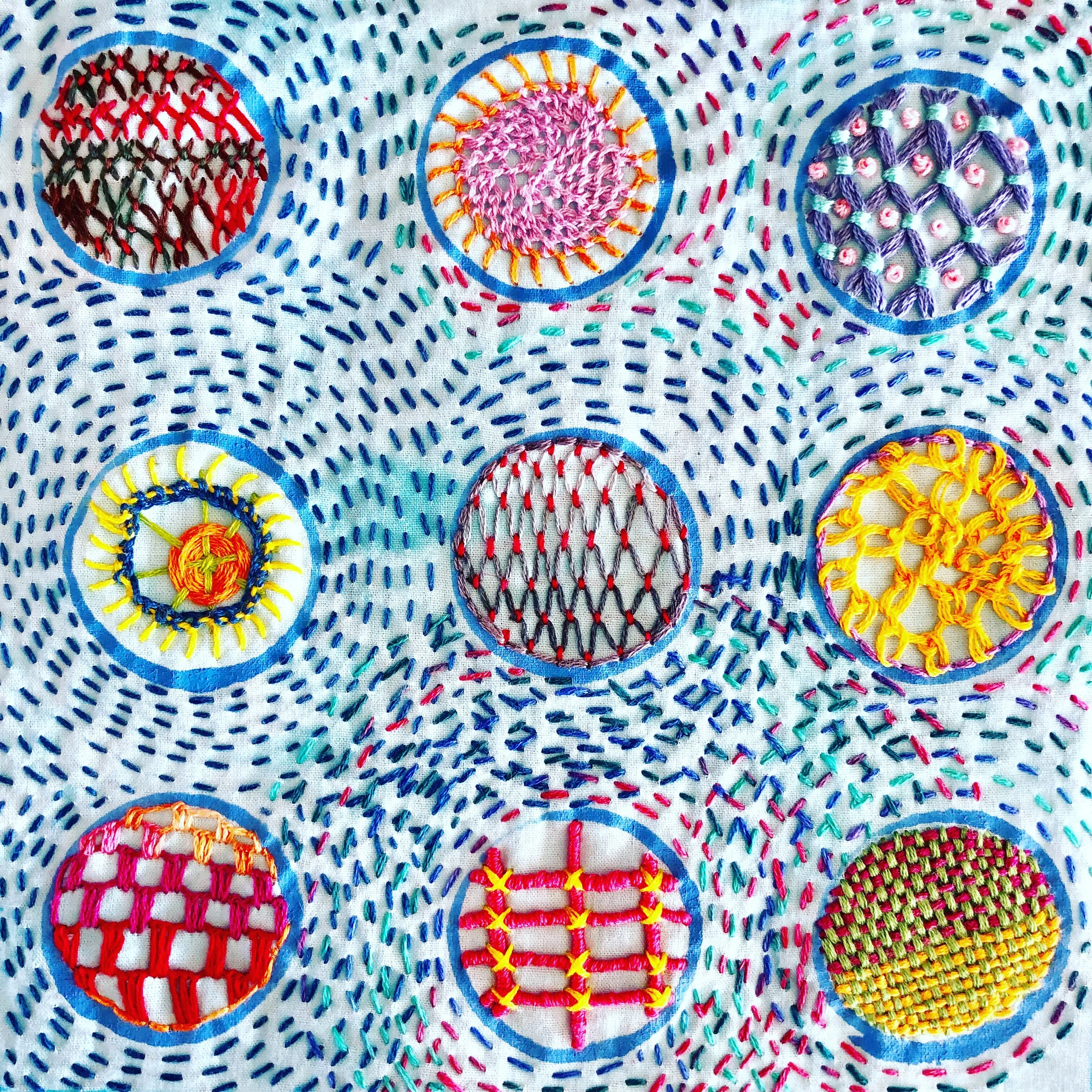 Stitch meditation and sampler for the class