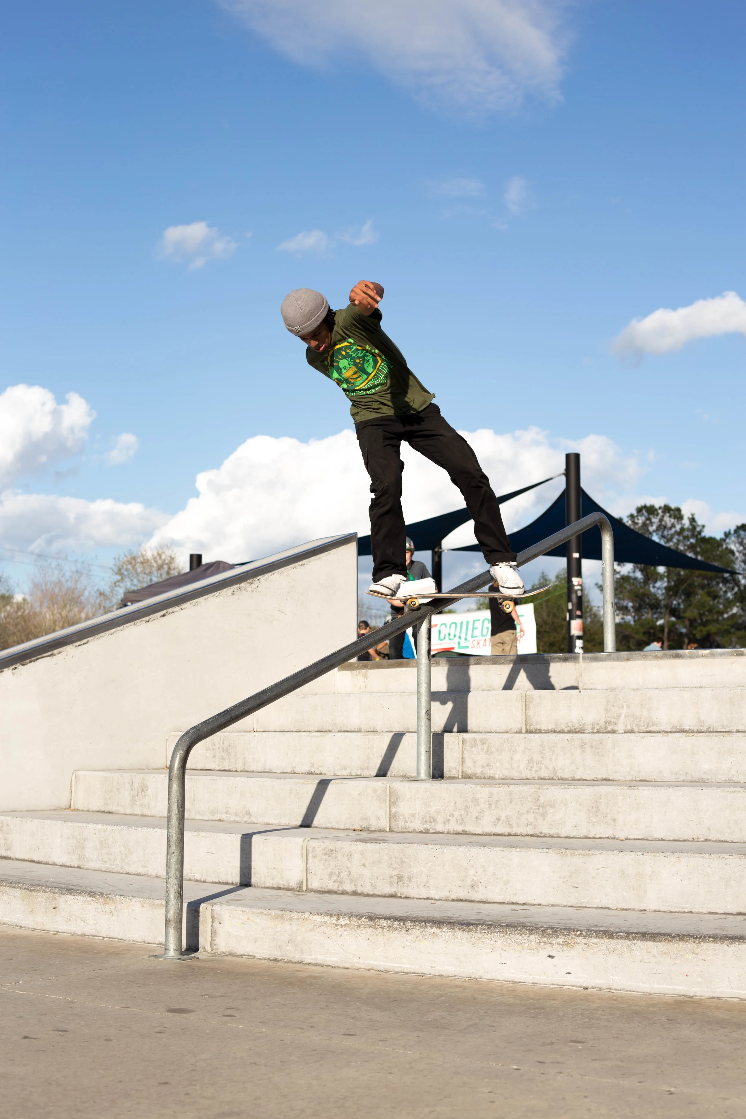 Jordi has a sick backside hurricane on the handrail!